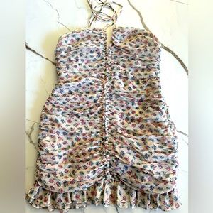 Zara strapless bralette top mini dress floral Size S